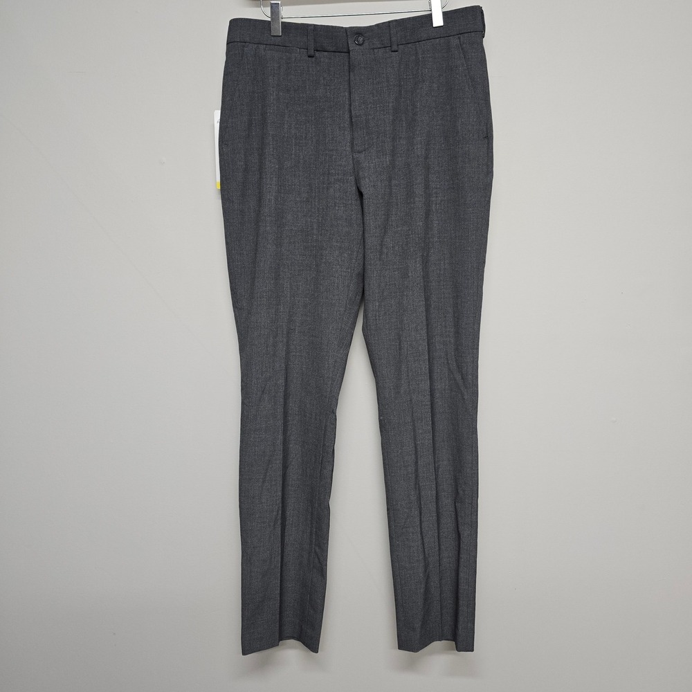 Robert Graham Stretch Dress Pants Mens 32x32 Gray Polyester Blend Slim Business